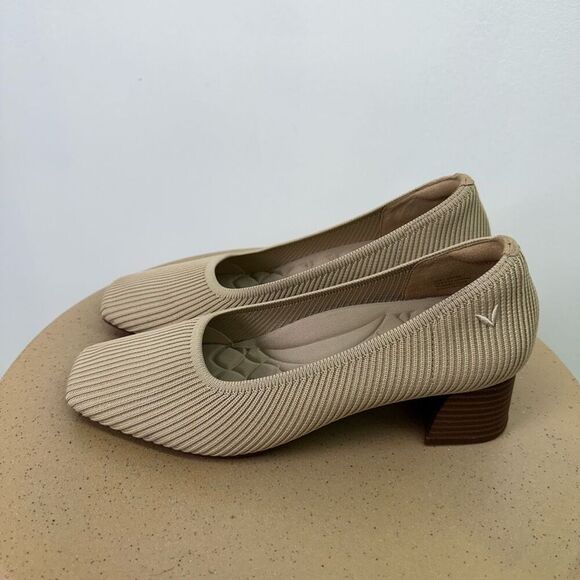 Vivaia Women’s Nude Tan Beige Square-Toe Chunky Heels (Melody Pro) - Picture 3 of 14